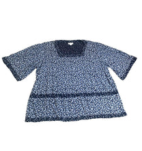 Load image into Gallery viewer, J Jill Shirt Womens Extra Large Navy AOP Flower Square Neck Flowy Blouse Ladies