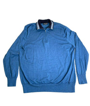 Load image into Gallery viewer, Brooks Brothers Sweater Adult Extra Large Blue 1/4 Zip Italian Yarn Collared Men