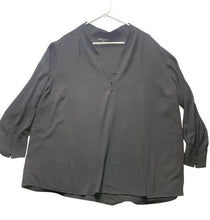 Load image into Gallery viewer, Adrianna Papell Shirt Womens 3X Black Oversized Flowy Stretch Grunge Blouse Plus