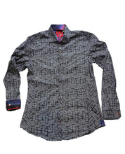 Load image into Gallery viewer, Au Noir Shirt Adult 1 Medium Black Embroidered Flip Cuffs Contrast Casual Mens