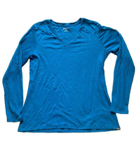 Load image into Gallery viewer, Eddie Bauer Shirt Womens Extra Large Teal Blue V-Neck Oversized Spandex Ladies