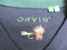 Load image into Gallery viewer, Orvis Sweater Adult Large Navy Blue V-Neck Merino Wool Nylon Stretch Spandex Men