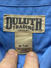 Load image into Gallery viewer, Duluth Trading Shirt Adult Medium Tall Light Blue Snaps Utility Workwear Mens