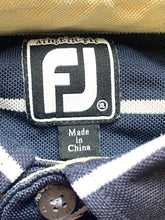 Load image into Gallery viewer, FJ FootJoy Shirt Adult Extra Large Navy Blue Striped Fripp Island Golf Polo Mens