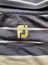 Load image into Gallery viewer, FJ FootJoy Shirt Adult Extra Large Navy Blue Striped Fripp Island Golf Polo Mens