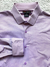 Load image into Gallery viewer, Castro Black Shirt Adult Medium Lavender Flip Cuffs Contrast Button Up Dress Men