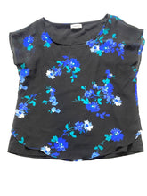 Load image into Gallery viewer, Calvin Klein Shirt Womens Large Black Blue AOP Floral Boho Lined Blouse Boxy