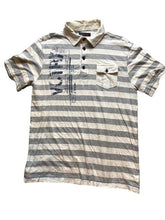 Load image into Gallery viewer, Zero Tolerance Shirt Adult Medium Gray White Preppy Striped VCTRY Golf Polo Mens