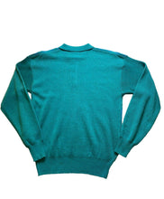 Load image into Gallery viewer, Phases Sweater Adult Medium Teal Collared Acrylic Geometric Knits Outerwear Mens