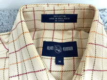 Load image into Gallery viewer, Alan Flusser Shirt Adult Medium Pale Yellow Button Up Checkered Casual Mens