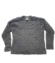 Load image into Gallery viewer, LL Bean Sweater Adult Large Gray Cable Knit Lambs Wool Nylon Outerwear Mens