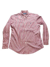 Load image into Gallery viewer, Ralph Lauren Shirt Adult Large Red Striped Custom Fit Blue Pony Casual Mens