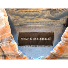 Load image into Gallery viewer, Bit & Bridle Shirt Mens Small Orange Plaid Button Up Y2K Skater Grunge Western