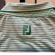 Load image into Gallery viewer, FootJoy Polo Shirt Mens Large Green and White Stripe Golf Performance Athleisure