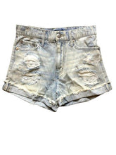 Load image into Gallery viewer, Aero Shorts Womens 0 (27x3) Blue Denim Whiskered Distressed Mom Cuffed Jean
