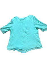 Load image into Gallery viewer, Soft Surroundings Shirt Adult 2X Aqua Green Layered Flowy Boho Blouse Plus Lady