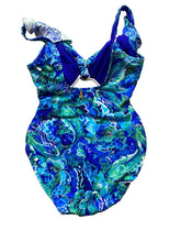 Load image into Gallery viewer, Lauren Ralph Lauren Swimsuit Womens 14 Large Blue Green AOP Flower One Piece
