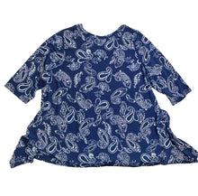 Load image into Gallery viewer, Woman Within Shirt Womens 30/32 3X Blue AOP Paisley Tunic Lagenlook Plus Ladies