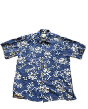 Load image into Gallery viewer, Cooke Street Shirt Adult Large Blue White AOP Flower Honolulu Hawaiian Aloha Men