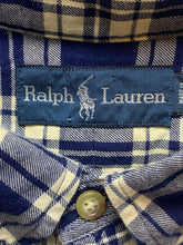 Load image into Gallery viewer, Ralph Lauren Shirt Adult Extra Large Beige Navy Plaid Button Up Blue Pony Mens