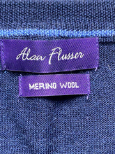 Load image into Gallery viewer, Alan Flusser Vest Adult Medium Navy Blue Merino Wool Nylon Spandex Sweater Mens