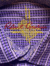 Load image into Gallery viewer, Robert Graham Shirt Adult Small Purple Stripes Flip Cuffs Contrast Casual Mens