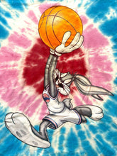 Load image into Gallery viewer, Bugs Bunny Shirt Adult Medium Blue Tie Dye SPACE JAM Looney Tunes Basketball Men