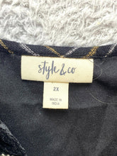 Load image into Gallery viewer, Style & Co Shirt Womens 2X Black Gold Velvet Embroidered Flower Boho Plus Ladies