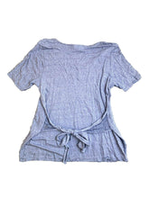 Load image into Gallery viewer, J Jill Shirt Womens Large Blue Scoop Neck Tie Back Blouse Linen Blend Ladies