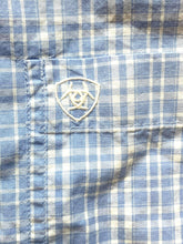 Load image into Gallery viewer, ARIAT Shirt Adult Small Light Blue Plaid Pro Series Mesh Button Up Outdoor Mens
