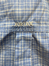 Load image into Gallery viewer, ARIAT Shirt Adult Small Light Blue Plaid Pro Series Mesh Button Up Outdoor Mens