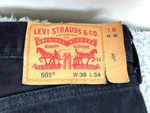Load image into Gallery viewer, Levis 501 Jeans Adult 38x34 Black Straight Leg Strauss & Co Denim Zip Fly Mens