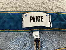 Load image into Gallery viewer, Paige Jeans Womens 30x29.5 Blue Skyline Skinny Tapered Whiskered Stretch Denim