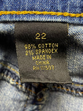 Load image into Gallery viewer, Roca Wear Jeans Womens 22 (43x33) Blue Denim Spandex Stretch Flared Embroidery