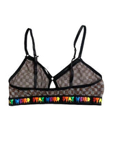 Load image into Gallery viewer, Hot Topic Bralette Womens Large Brown Black Checkered Stay Weird Ladies