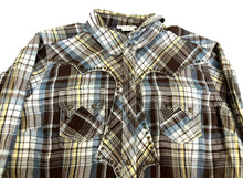 Load image into Gallery viewer, Ariat Shirt Womens Medium Brown Blue Yellow Plaid Western Snap Rodeo Cowgirl l