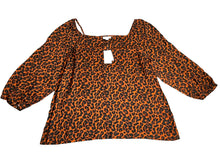 Load image into Gallery viewer, J Jill Shirt Womens Large Brown Black Leopard Square Neck Blouse MSRP $89 NWT