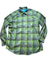 Load image into Gallery viewer, Eddie Bauer Shirt Adult Large Kelly Green Black Plaid Button Up Shacket Mens
