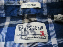 Load image into Gallery viewer, Chaps Denim Shirt Adult Medium Button Up Fitted Long Sleeve Flannel Plaid Mens