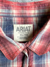 Load image into Gallery viewer, Ariat Shirt Adult Extra Large Red Blue Retro Fit Plaid WESTERN Button Up Mens