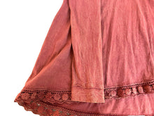 Load image into Gallery viewer, Anthropologie Altar’d State Shirt Womens Medium Coral Rust Crochet Hem Tunic