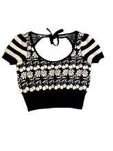 Load image into Gallery viewer, Anthropologie Maeve Sweater Womens Small Black White Trixie Cropped Tie Cut Out