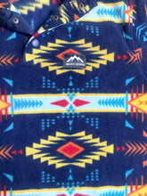Load image into Gallery viewer, Massive Outdoor Sweater Adult Medium Blue Fleece Snaps Aztec Oversized Mens