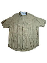 Load image into Gallery viewer, Timberland Shirt Adult Extra Large Sage Green Pocket Linen Rayon Casual Mens