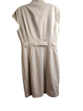 Load image into Gallery viewer, Calvin Klein Dress Womens 12 Large Button Front Sash Belt Cap Sleeve Midi Ladies