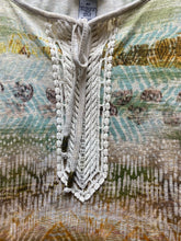 Load image into Gallery viewer, Catherines Shirt Womens 4X Green Brown Boho Tunic Lagenlook Swiss Dot Lace Plus