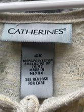 Load image into Gallery viewer, Catherines Shirt Womens 4X Green Brown Boho Tunic Lagenlook Swiss Dot Lace Plus