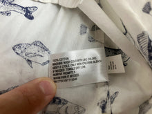Load image into Gallery viewer, Fish AOP Shirt Adult Small White Merona Novelty Fishing Button Up Casual Mens