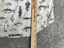 Load image into Gallery viewer, Fish AOP Shirt Adult Small White Merona Novelty Fishing Button Up Casual Mens