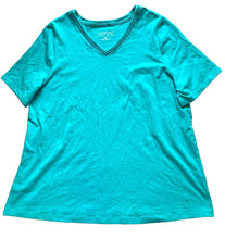 Load image into Gallery viewer, Catherines Shirt Womens 14/16W Teal Green Swiss Dot Suprema Collection Plus NWT